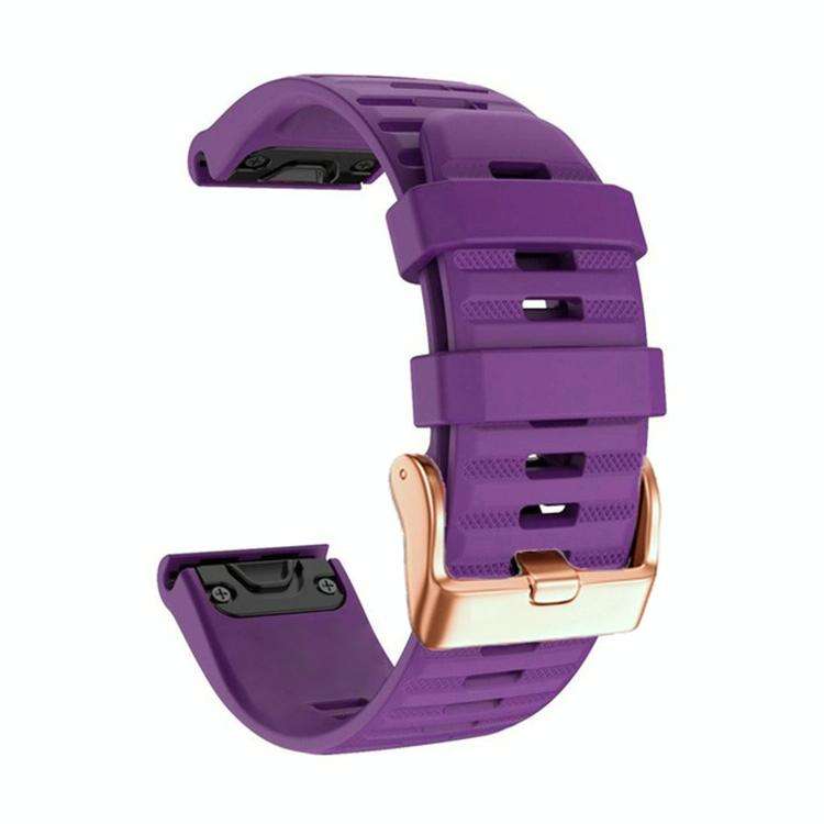 For Garmin Fenix 7S / 6S Pro / 5S Plus 20mm Rose Gold Buckle Quick Release Silicone Watch Band(Pu...