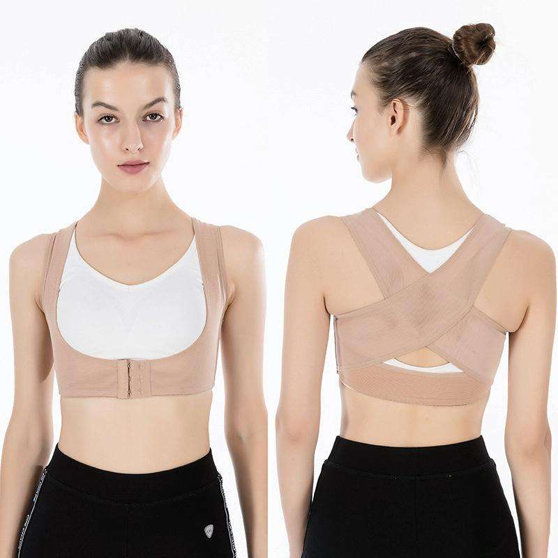 Women Ultrathin Kyphosis Correction Shoulder Support Tight-fitting Orthopedic Belt, Size:L(Flesh ...
