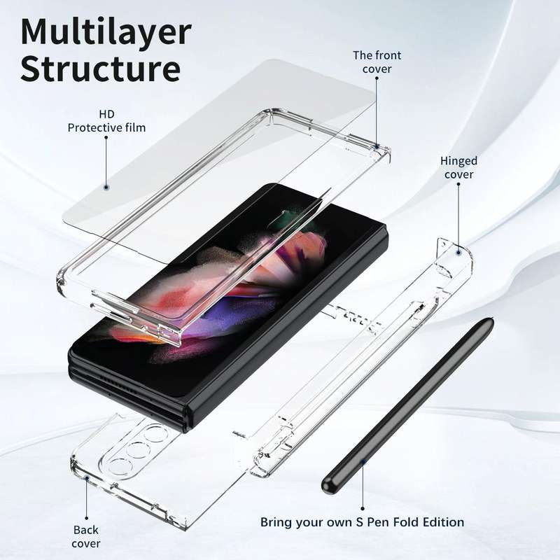 For Samsung Galaxy Z Fold3 5G Macaron Hinge Phone Case with Stylus Pen Fold Edition & Protective ...