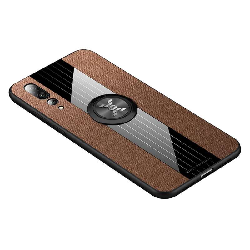 For Huawei P20 Pro XINLI Stitching Cloth Textue Shockproof TPU Protective Case with Ring Holder(B...