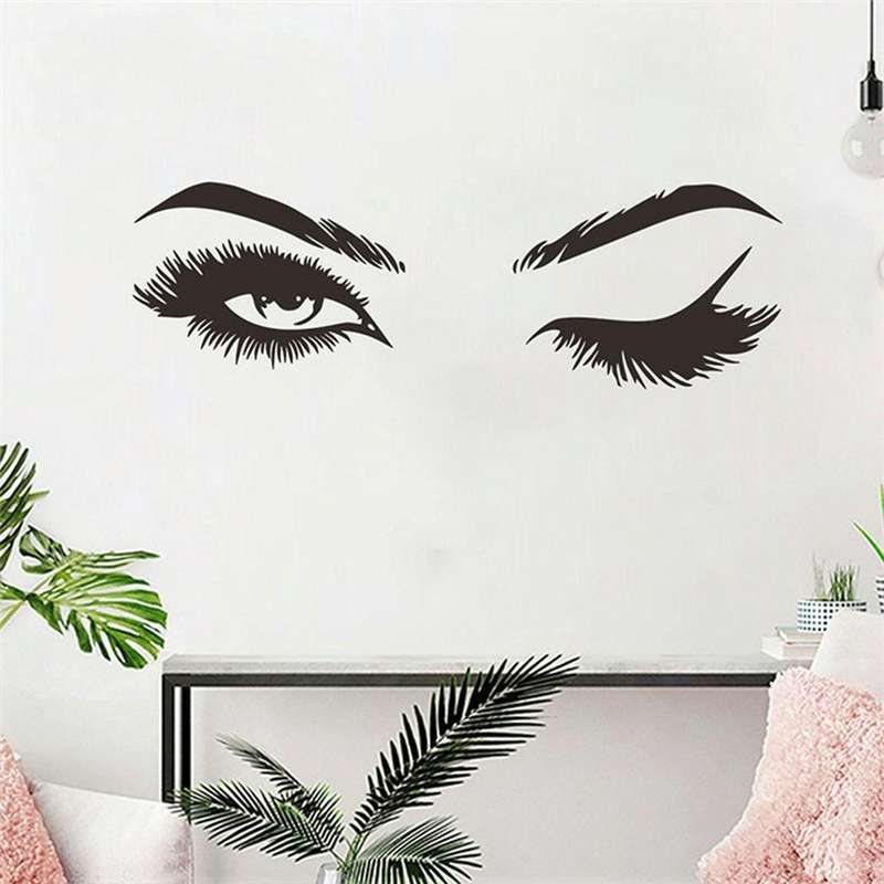 2 PCS/Set Makeup Shop Beauty Studio Decoration Personality Eyebrow Wall Sticker, Size:57x19cm(Black)