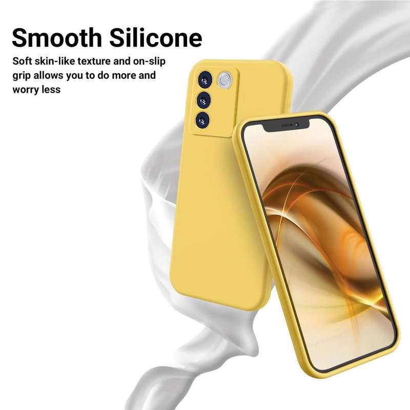 For vivo V27 / V27 Pro / S16 / S16 Pro Pure Color Liquid Silicone Shockproof Phone Case(Yellow)
