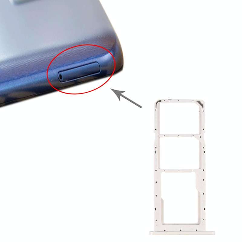 For Samsung Galaxy A02s SM-A025 SIM Card Tray + SIM Card Tray + Micro SD Card Tray (White)