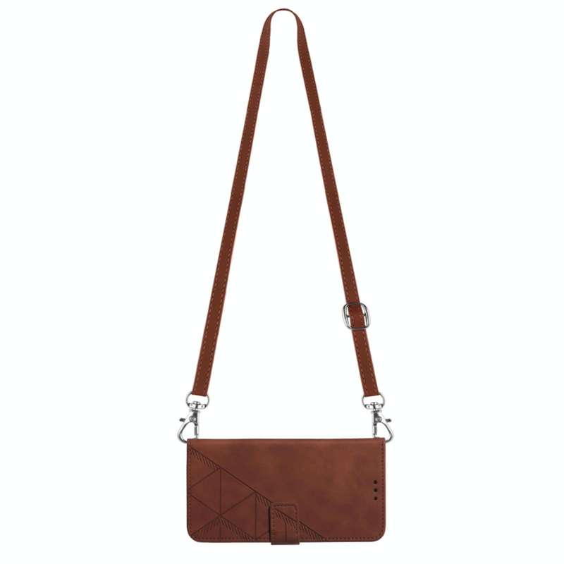 For Samsung Galaxy S21 5G Crossbody 3D Embossed Flip Leather Phone Case(Brown)