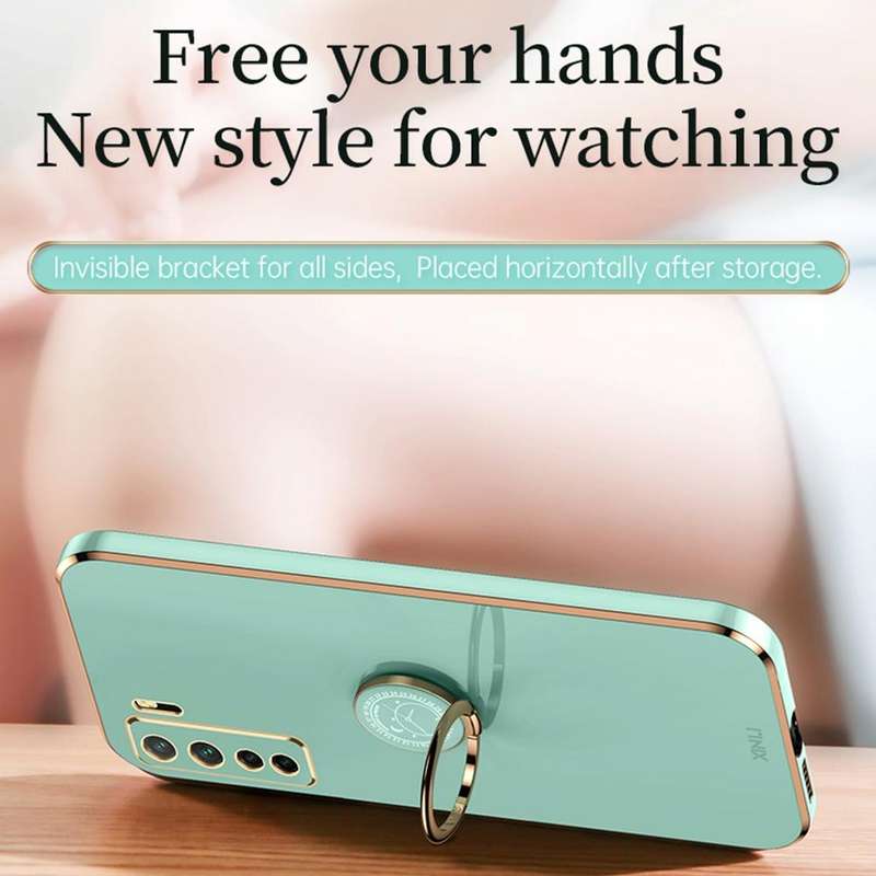 For Huawei nova 7 SE XINLI Straight 6D Plating Gold Edge TPU Shockproof Case with Ring Holder(Cel...