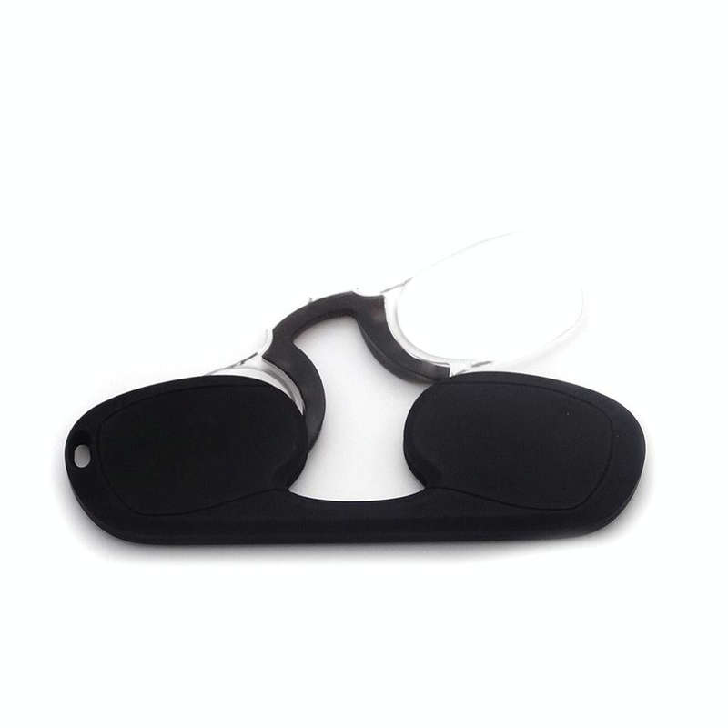 Clip-nose Reading Glasses Portable Reading Mirror No Mirror Leg Glasses, Degree: +100(Black)