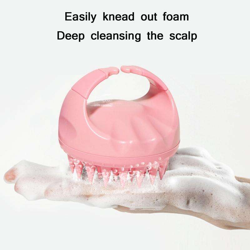 Round Hair Washing Brush Silicone Wet & Dry Multipurpose Massage Brush(Pink)