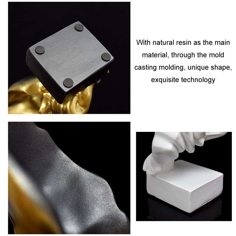 Silence Is Gold Abstract Statue Resin Desktop Decoration(Black)