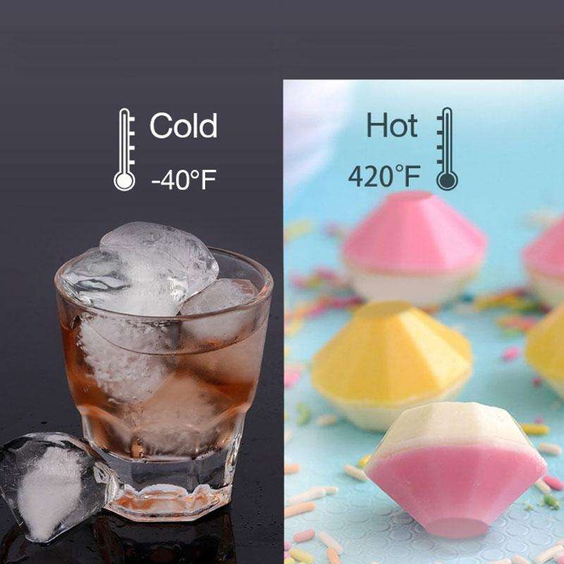 New 4 Cavity Diamond Shape 3D Ice Cube Mold Maker Bar Party Silicone Trays Chocolate Mold Kitchen...