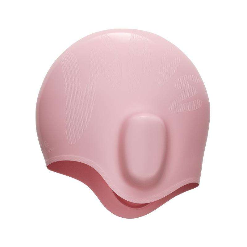 WAVE Waterproof Solid Color Ear Guard Silicone Swimming Cap, Color: Childrens Pink