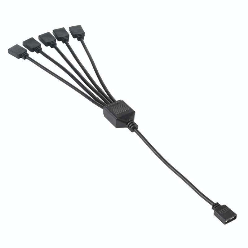 3 Pin 5V 1 to 5 Motherboard AURA RGB PC Cooling Extension Cable for Asus (Black)