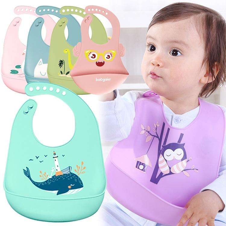 Waterproof Baby Silicone Bibs Kids Feeding Bandana (Grass Green)