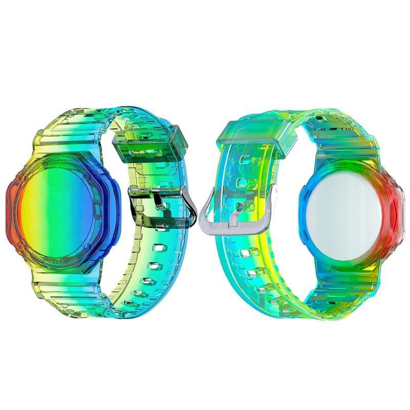 TPU Glacier Strap Child Adult GPS Finder Wristband for AirTag Tracker, Color: Transparent Blue