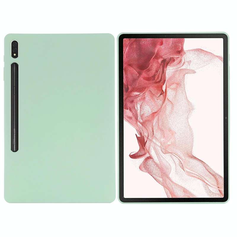 For Samsung Galaxy Tab S8+/Tab S7+/Tab S7 FE Pure Color Liquid Silicone Shockproof Full Coverage ...