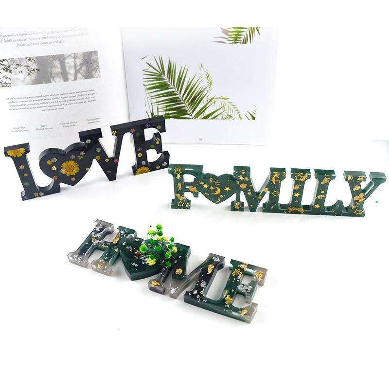 2 PCS DIY Crystal Epoxy Silicone Letter Mold(Anti-letter MD3302_Family Mold)