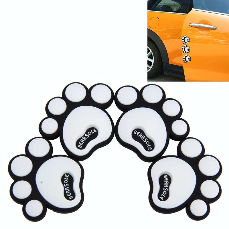 4 PCS Dog Footprint Shape Cartoon Style PVC Car Auto Protection Anti-scratch Door Guard Decorativ...