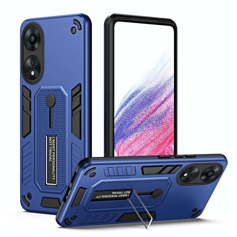 For OPPO A78 5G Variety Brave Armor Finger Loop Holder Phone Case(Blue)