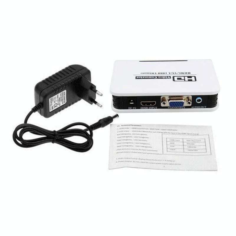 1080P HDMI to VGA adapter Digital to Analog Video Audio Converter Cable for Xbox 360 PS3 PS4 PC L...