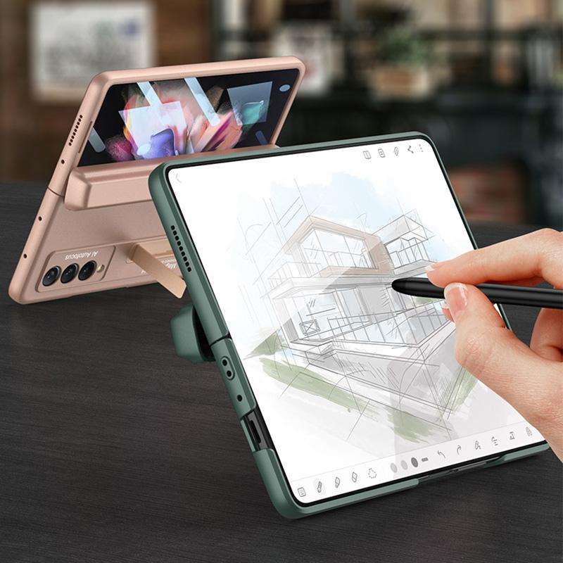 For Samsung Galaxy Z Fold3 5G GKK Integrated Magnetic Full Coverage Phone Flip Case with Pen Box(...