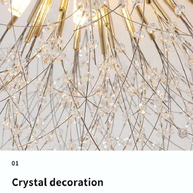 Bedroom Crystal Ceiling Lamp Creative Dandelion Living Room Lamp Dining Room Lamp, Style:Golden (...