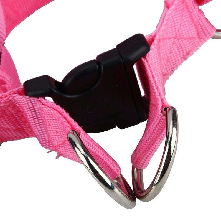 Double Sided LED Light Pet Harness Nylon Cat Dog Chest Strap Leash, Size:M(Blue)