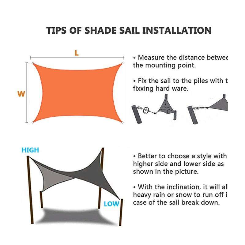 Outdoor Garden Swimming Pool Sun Awning Sunshade Sail Rain Waterproof Canopy, Size: 2m x 1.8m(Yel...