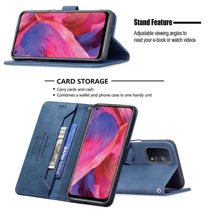 For OPPO A74 5G / A93 5G / A54 5G Magnetic Clasp RFID Blocking Anti-Theft Leather Case with Holde...