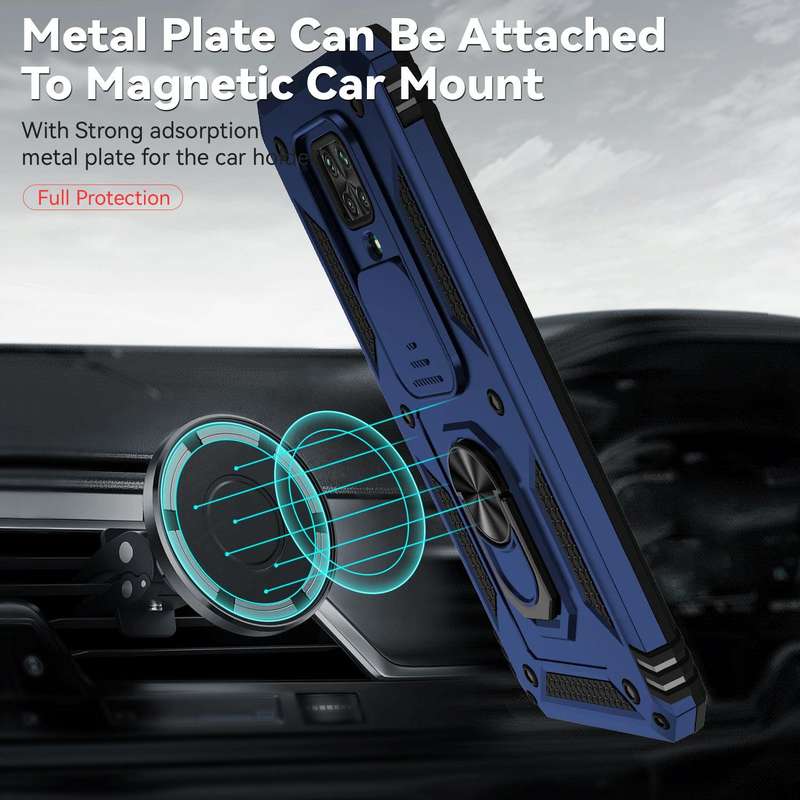 For Xiaomi Redmi Note 9 Pro Sliding Camshield Holder Phone Case(Blue)