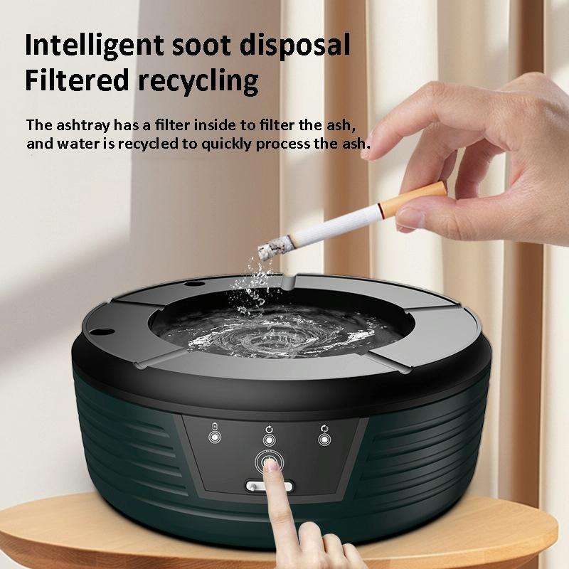 Inductive Automatic Flushing Ashtray Purifies The Air and Removes Cigarette Smell(Green)
