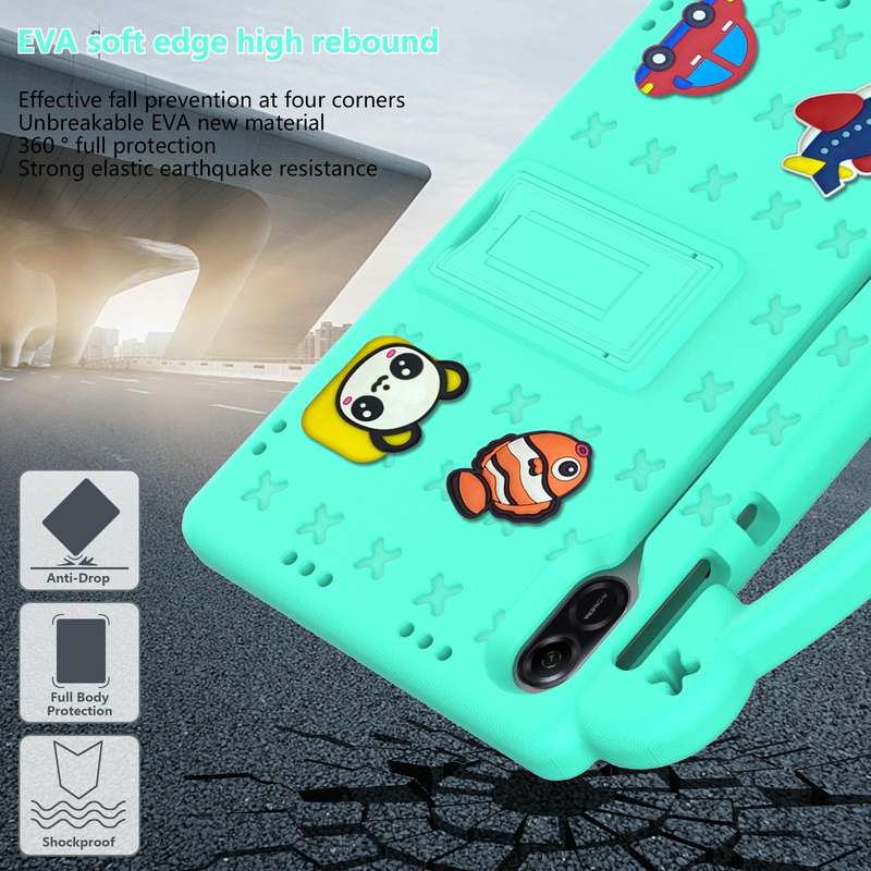 For Honor Pad X9 Handle Kickstand Children EVA Shockproof Tablet Case(Mint Green)