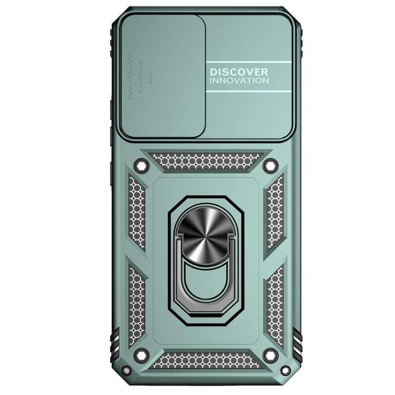For Samsung Galaxy A34 5G Sliding Camshield Holder Phone Case(Dark Green)