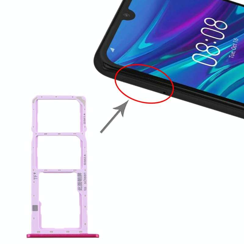 SIM Card Tray + SIM Card Tray + Micro SD Card Tray for Huawei Y6 Pro (2019) (Rose Red)