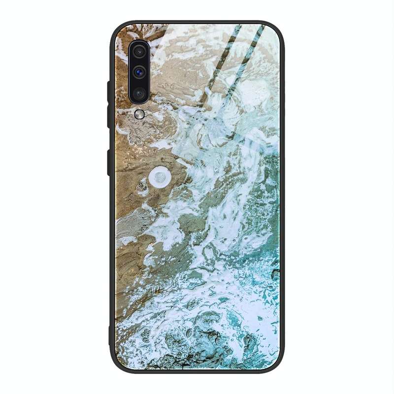 For Samsung Galaxy A50 / A50s / A30s Marble Pattern Glass Protective Case(DL06)