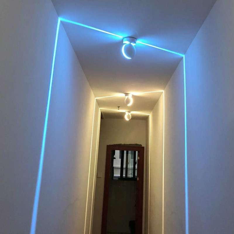 Black LED Door Frame Corridor Window Wall Spotlight(Warm Light)