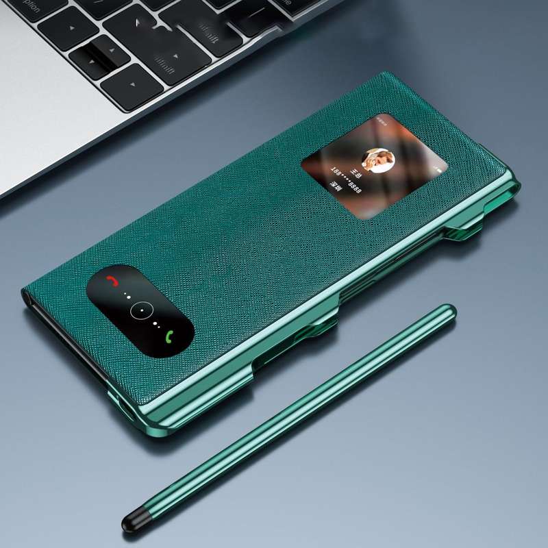 For Huawei Mate Xs 2 integrated Cross Pattern Electroplating All-inclusive Phone Case with Stand(...
