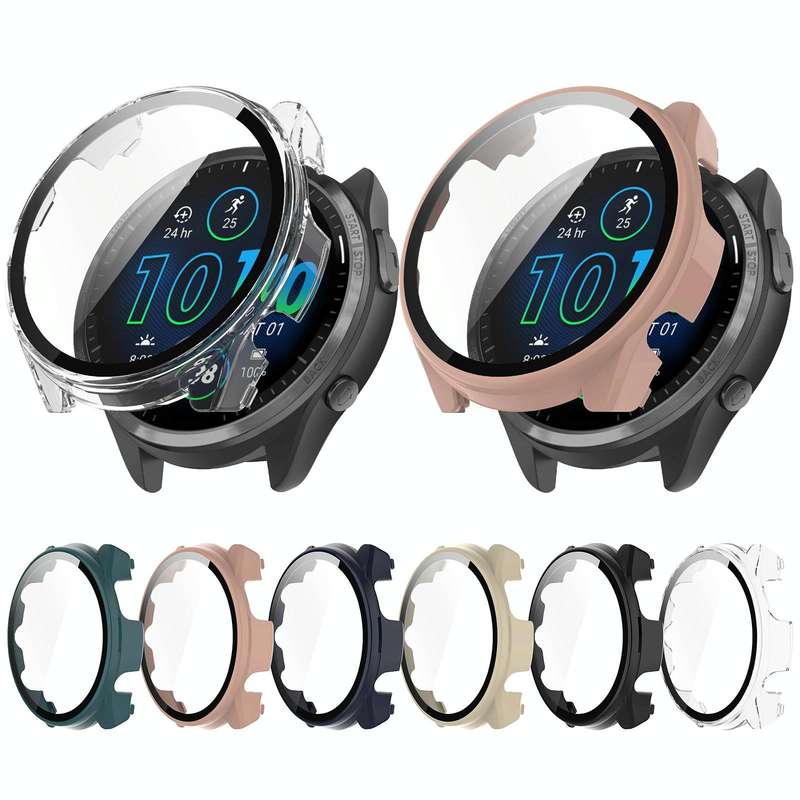 For Garmin Forerunner 965 PC + Toughened Film Integrated Watch Protective Case(Blue)