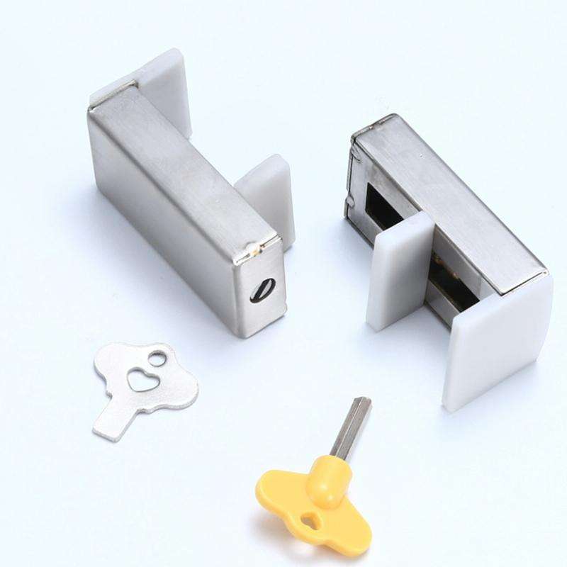 2 PCS Aluminum Screen Window Door Lock Child Protection Safety Lock Anti-theft Stopper(Hex Key)