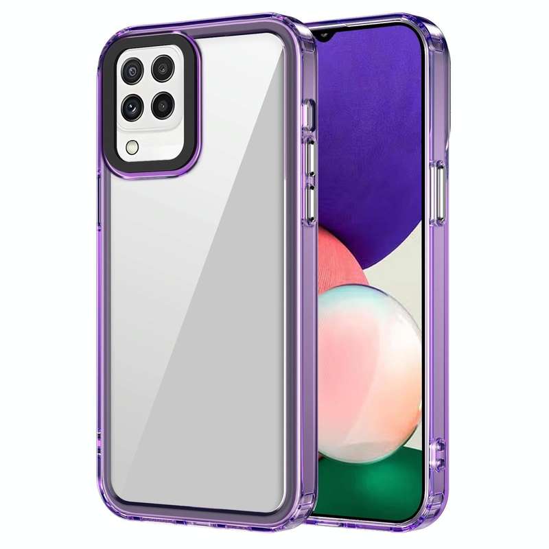 For Samsung Galaxy A22 4G Transparent Acrylic + TPU Shockproof Phone Case(Transparent Purple)