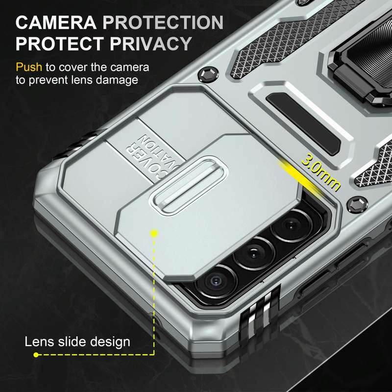 For Samsung Galaxy A52 5G/4G Armor PC + TPU Camera Shield Phone Case(Grey)