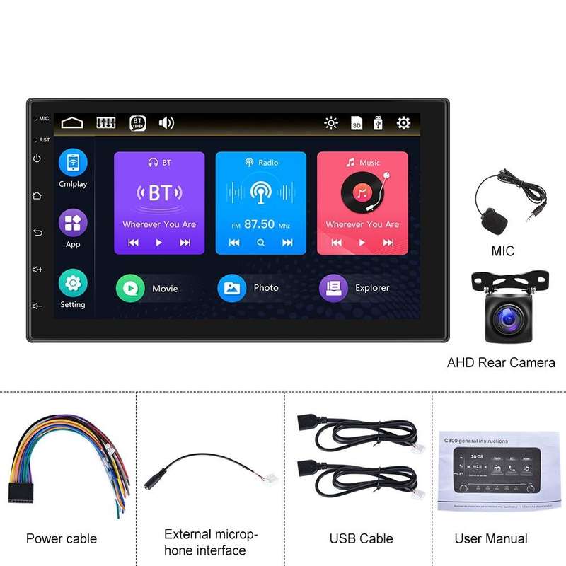 7709 7 Inch Touch Button Dual Ingot Universal MP5 Bluetooth Player, Style:, Sort by color: Standa...