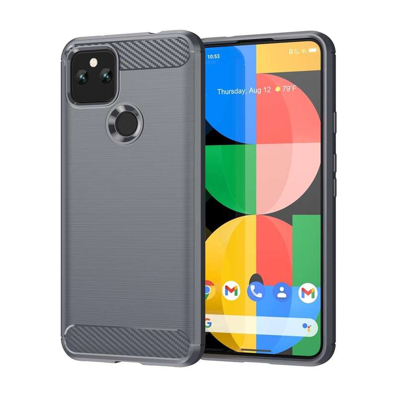 For Google Pixel 5 Brushed Texture Carbon Fiber TPU Case (Grey)