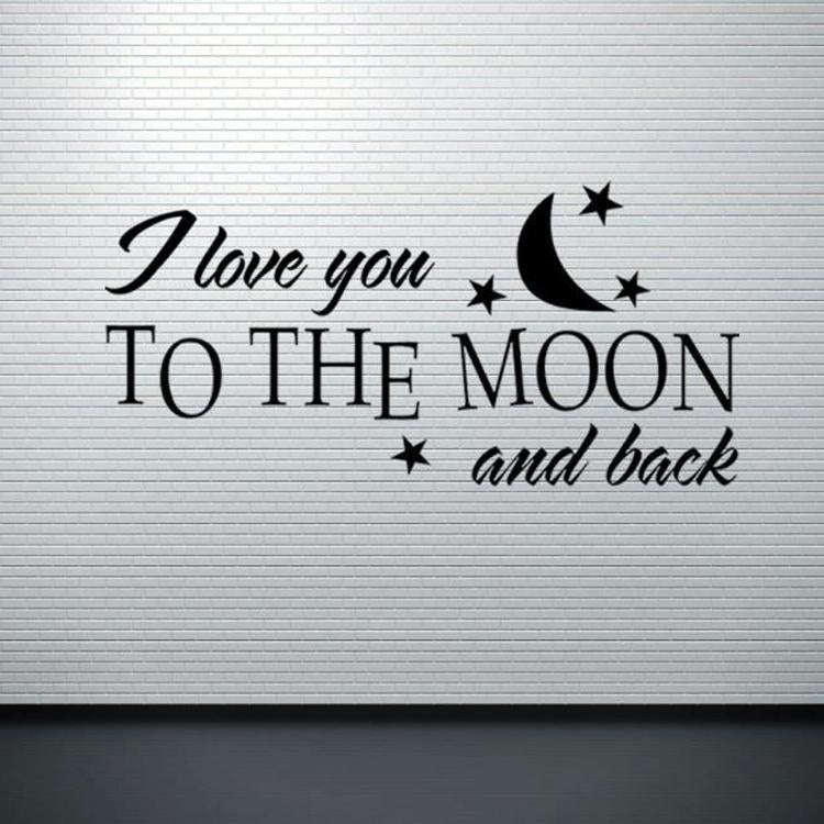 I Love You To The Moon Stars And Moon Cartoon Children Room English Rumors Wall Stickers