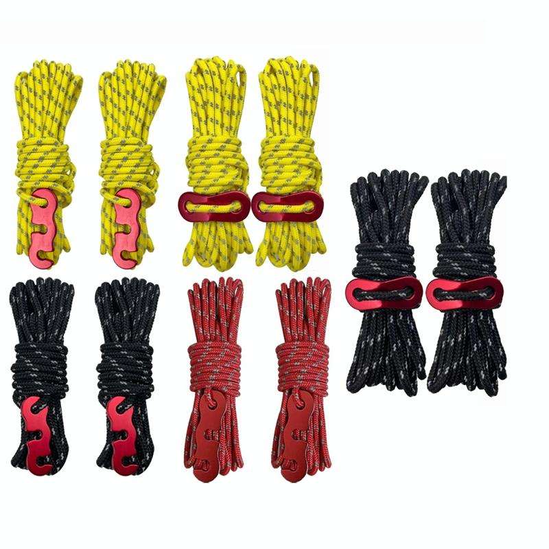 4m x 6 Rolls Outdoor Camping Tent Canopy Wind Rope Luminous Multi-Function Wind Rope Buckle Tent ...