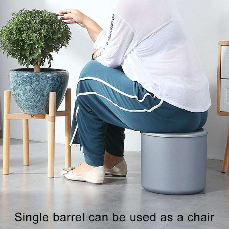 Flower Pot Set Solid Wood Flower Frame + PP Flower Pot(Grey)