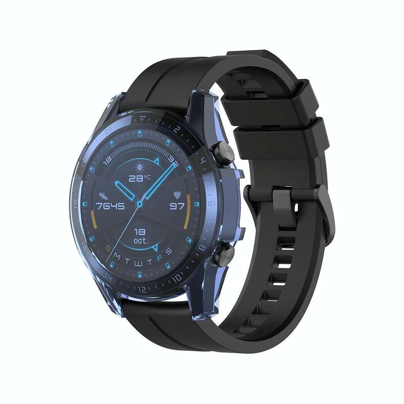 For Huawei Watch GT2 46mm Full Coverage Watch Protective Case with Screen(Transparent Blue)