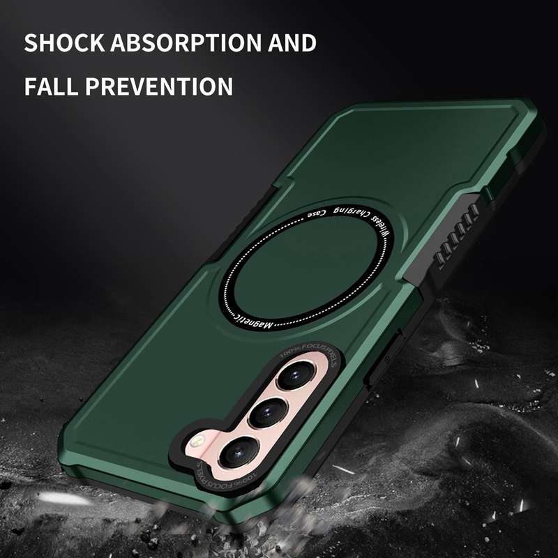 For Samsung Galaxy S21 5G MagSafe Shockproof Armor Phone Case(Dark Green)