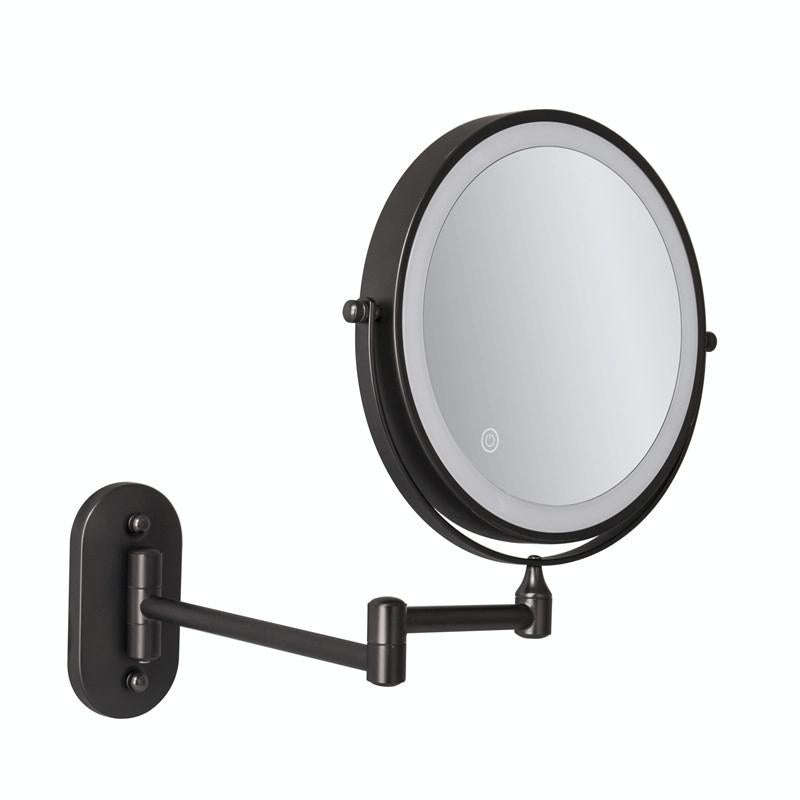 8 Inch Wall-Mounted Double-Sided Makeup Mirror LED Three-Tone Light Bathroom Mirror, Colour: Batt...