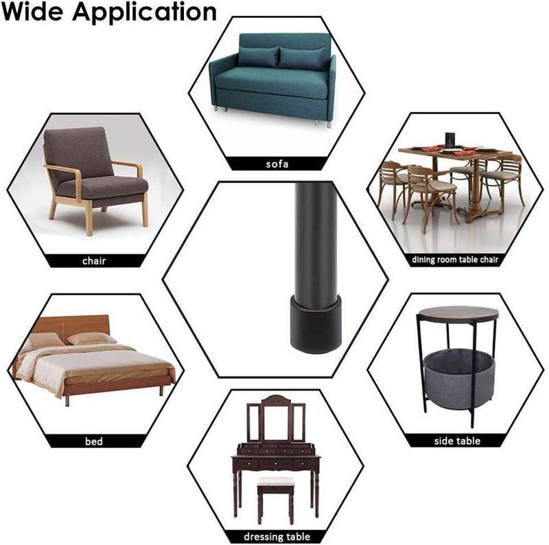 100 PCS Plastic Chair Feet Protectors Black Anti-skid Furniture Legs Table Base Cap Floor Protect...