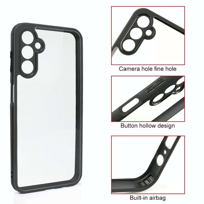 For Samsung Galaxy A14 5G / 4G Frosted TPU + Transparent PC Phone Case(Black)