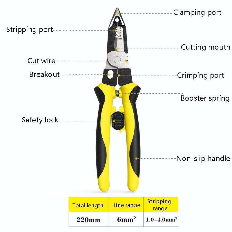 7 In 1 Multi-Function Wire Stripper Electrician Manual Tool(Black Yellow)